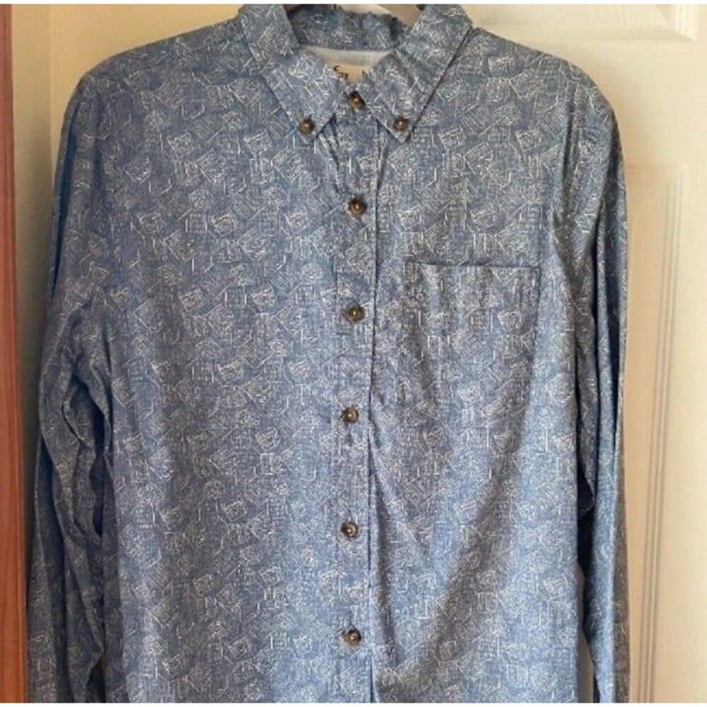 Hollister Blue Patterned Button Up Shirt